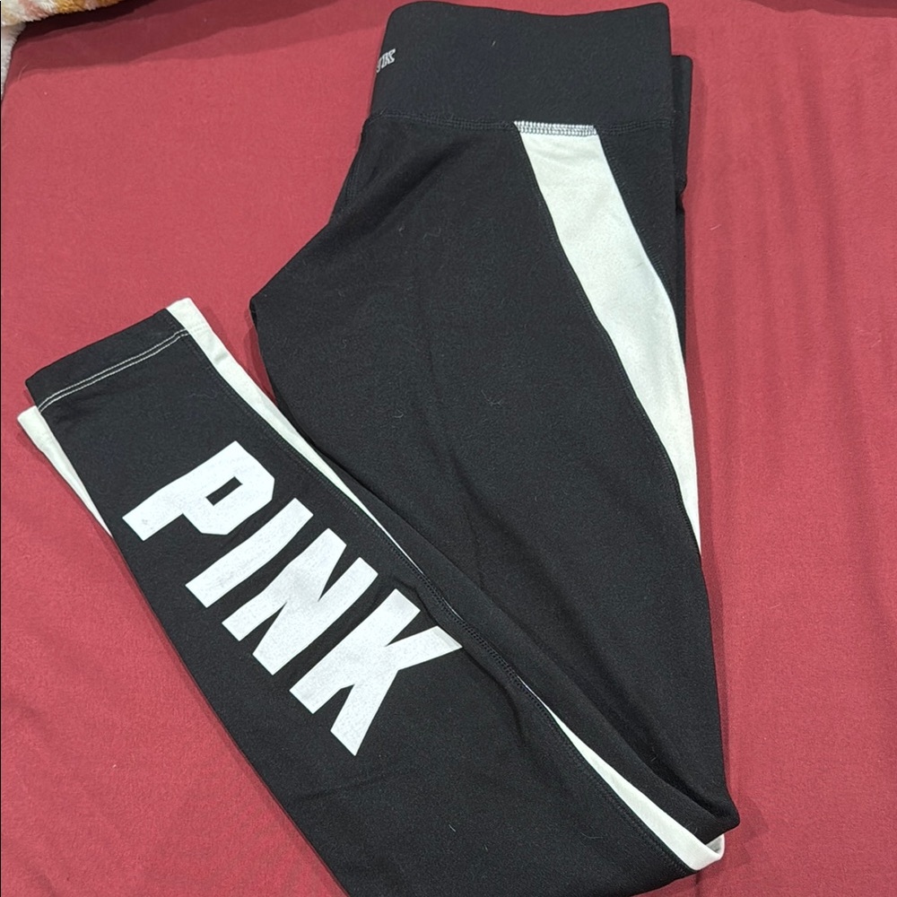 Victoria's Secret PINK Black and White Fleece Leggings